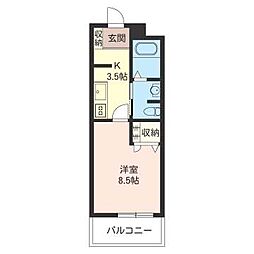 アーク・プランドール 1Kの間取図画像