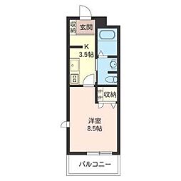 アーク・プランドール 1Kの間取図画像