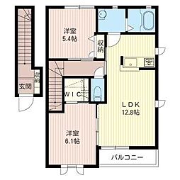 ラフィーネA 2LDKの間取図画像