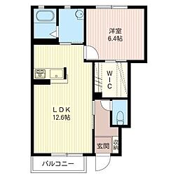 アリシャB 1LDKの間取図画像