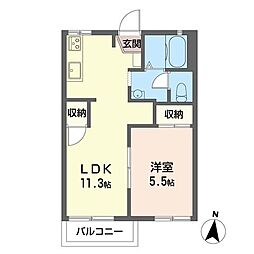 ディアス大光寺B 2Kの間取図画像
