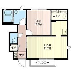 シャーメゾン上大領B 1LDKの間取図画像