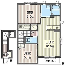 カローC 2LDKの間取図画像