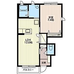 ストローハットF 1LDKの間取図画像