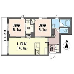 サンフェルト 2LDKの間取図画像