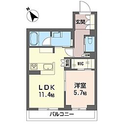 エフローレ東越谷リヴ・ゴーシュ 1LDKの間取図画像