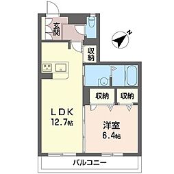レジデンスエスト 1LDKの間取図画像