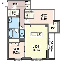 プレジール 2LDKの間取図画像
