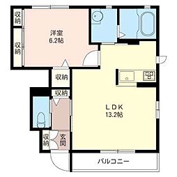 エスポワールB 1LDKの間取図画像