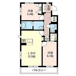 マストライフ新越谷A 2LDKの間取図画像