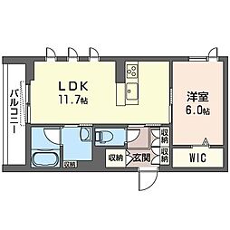 パルテール 1LDKの間取図画像