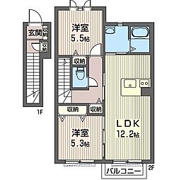 シャルム・メゾンC 2LDKの間取図画像