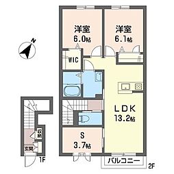 ミルティーユB 2SLDKの間取図画像