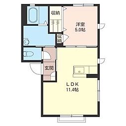 ルーベラA 1LDKの間取図画像