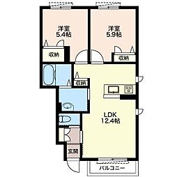 パラスト 2LDKの間取図画像