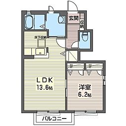 サニータウンF 1LDKの間取図画像