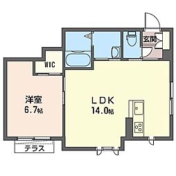 モンベール 1LDKの間取図画像