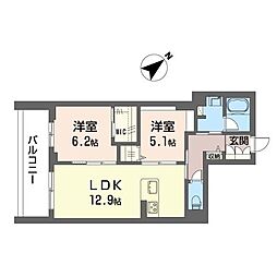 maisonmore由比ガ浜 2LDKの間取図画像