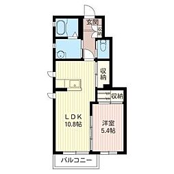 シャルムドルフB 1LDKの間取図画像
