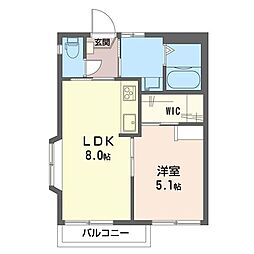南荻ハイツ 2Kの間取図画像