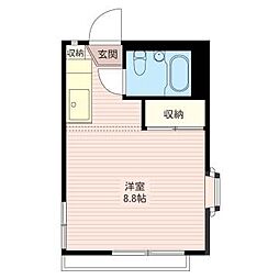 カーサマスミB棟 ワンルームの間取図画像