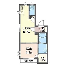 カトルセゾンWEST 1LDKの間取図画像