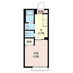 チッタ国立 1Kの間取図画像