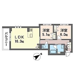 シャーメゾンリラフォート 2LDKの間取図画像