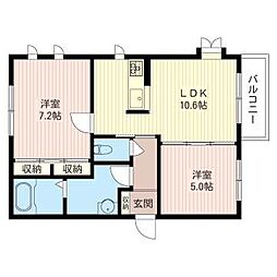 カルフール 2LDKの間取図画像