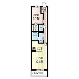 MAISONPARKLANES 1LDKの間取図画像