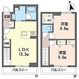 パルメンガルテン 2LDKの間取図画像