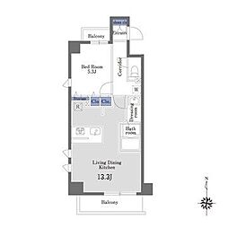 STレジデンス南品川 1LDKの間取図画像