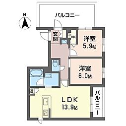 ハーモニー コート目白 2LDKの間取図画像