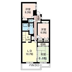 グリーンコート江原 3LDKの間取図画像