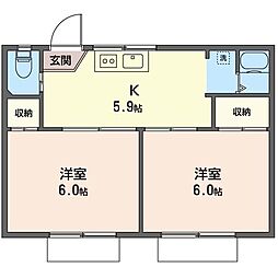 南長崎五番館 2Kの間取図画像