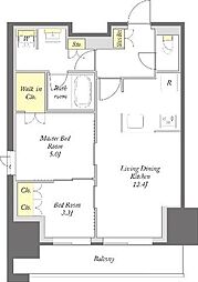 プライムメゾン中目黒 2LDKの間取図画像