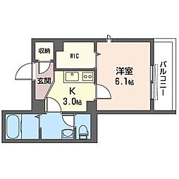 Feliseed神宮前 1Kの間取図画像