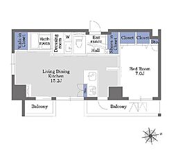 MASTLIFE麻布十番 1LDKの間取図画像