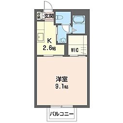 アビタシオン 1Kの間取図画像
