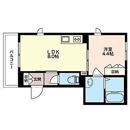 ユーフォリア野沢 1LDKの間取図画像