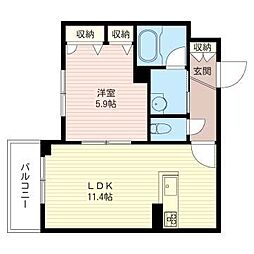 エトワール 1LDKの間取図画像