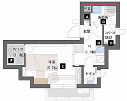 クレール三軒茶屋南 1Kの間取図画像