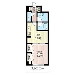 エスポワール下馬 1DKの間取図画像
