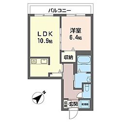 マストライフ西荻 1LDKの間取図画像