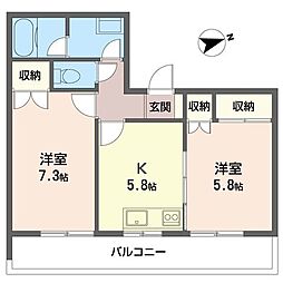 フラワーマンション 2Kの間取図画像