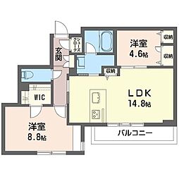 プルメリアコート阿佐ヶ谷 2LDKの間取図画像