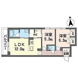 エクラシエ 2LDKの間取図画像