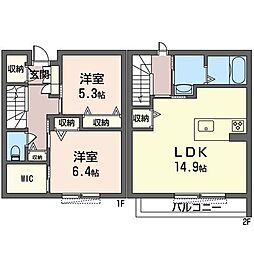 アプリーレ 2LDKの間取図画像