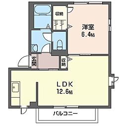 メゾン・フォンテーヌB 1LDKの間取図画像