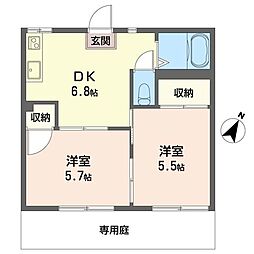 マロンハイツ 2DKの間取図画像
